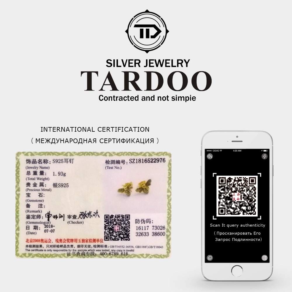 Tardoo Gold Bee Stud Earrings 925 Silver Women Cute Bee Earring Fashion Jewelry Black Stripe Gold Honey Bee Animal Stud Earring Y18110503