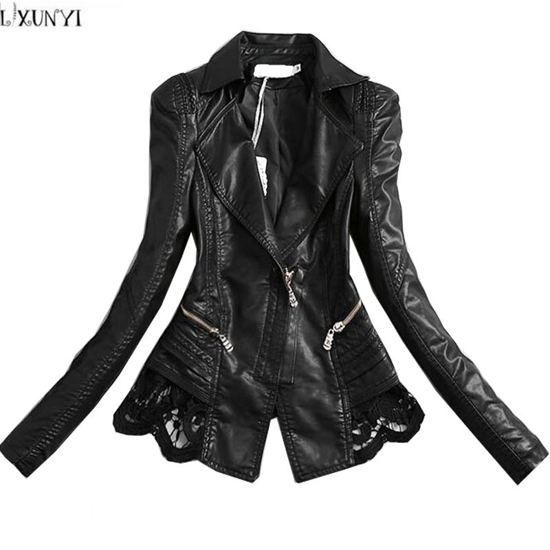 LXUNYI 2018 Spring Autumn Korean lace Patchwork PU Slim Short leather jacket Women Fashion Black leather jacket Coat Wholesale
LXUNYI 2018 Spring Autumn Korean lace Patchwork PU Slim Short leather jacket Women Fashion Black leather jacket Coat Wholesale