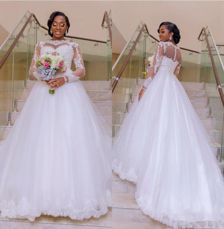 Nigerian Plus Size Wedding Dresses 2018 Illusion Long Sleeves A Line White Tulle Lace Appliques African Black Girls Bridal Gowns, Pink
Nigerian Plus Size Wedding Dresses 2018 Illusion Long Sleeves A Line White Tulle Lace Appliques African Black Girls Bridal Gowns, Pink
