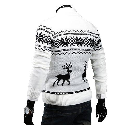 Fashion Stylish Men Round Neck Slim Sweater Xmas Coats Reindeer Knitted Jumper