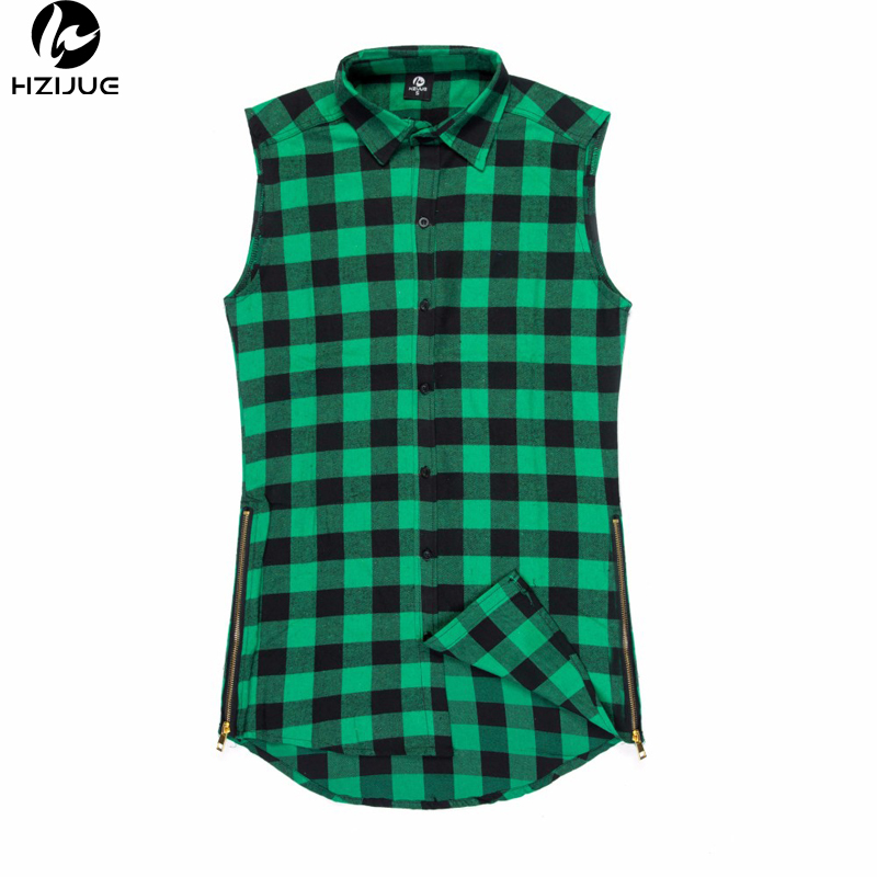 HZIJUE 2017 Spring Summer Chris Brown Plaid Sleeveless Shirt T-shirt Hip-Hop Skateboard Double Zipper lk T-shirt Tank Top от DHgate WW