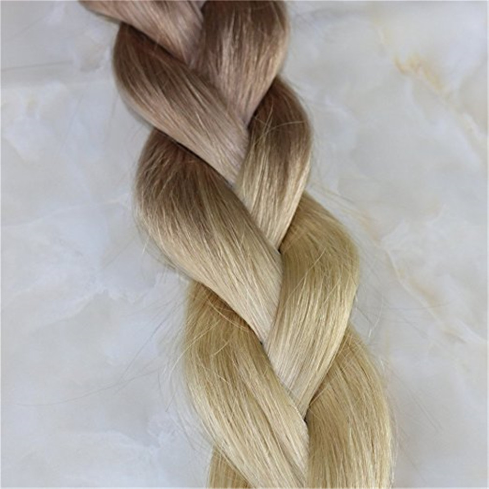 Glue in Colored Extensions Full Head Two Tone Ombre Hair Extensions Dip Dye Hair Color #18 Dark Ash Blonde to #613 20Pcs 50G