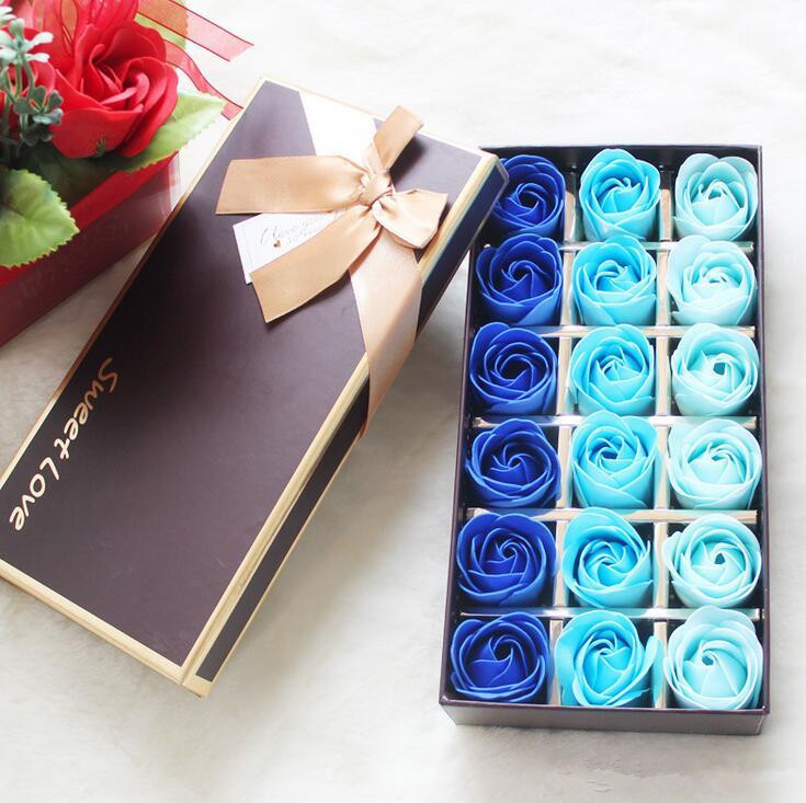 18PCS Rose Soaps Flower Packed Wedding Supplies Gifts Event Party Goods Favor Toilet soap Scented bathroom accessories