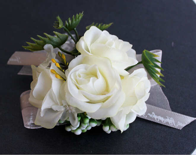Boutonniere Hand Flowers Wedding Prom Corsage Artificial Flower brooch Flower Lapel Boutonniere Wrist Wedding Accessories