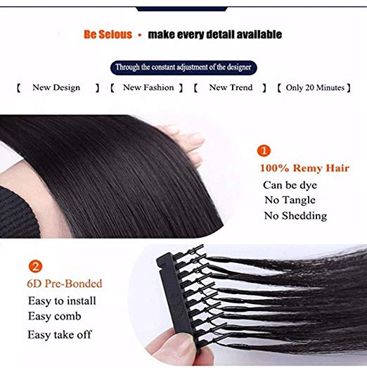 Customized Color Available 6D Human Hair Extensions 9A Black Blonde Brown Ombre Highlight 100Strands 100gram/set Can Be Styled With Iron