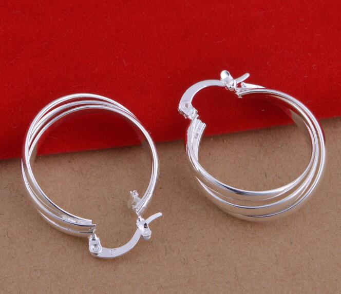 mix 12 style 12pairs/lot Mark 925 plating 925 sterling silver Double circle Ear hoop earrings fashion gifts hyperbole big Ear ring