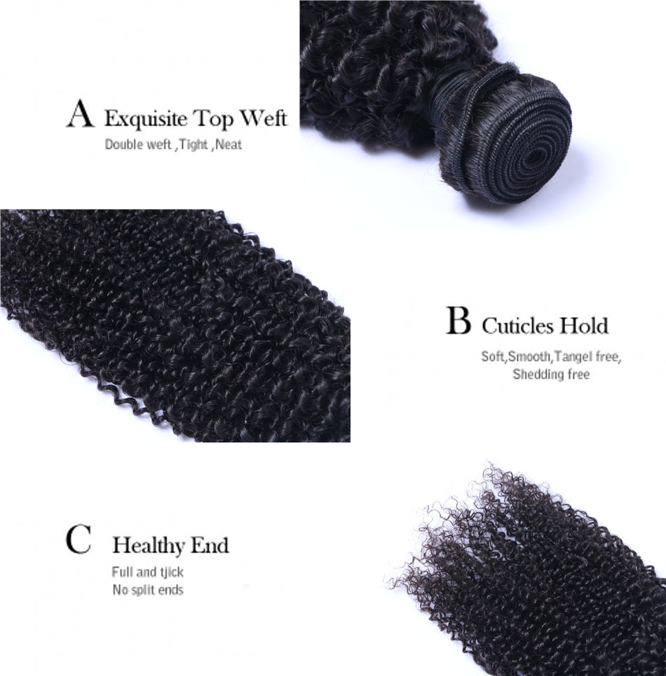 Mongolian Kinky Curly Weave Hair Bundles Human Hair Extensions 4 Bundles Natural Color Hair Weft