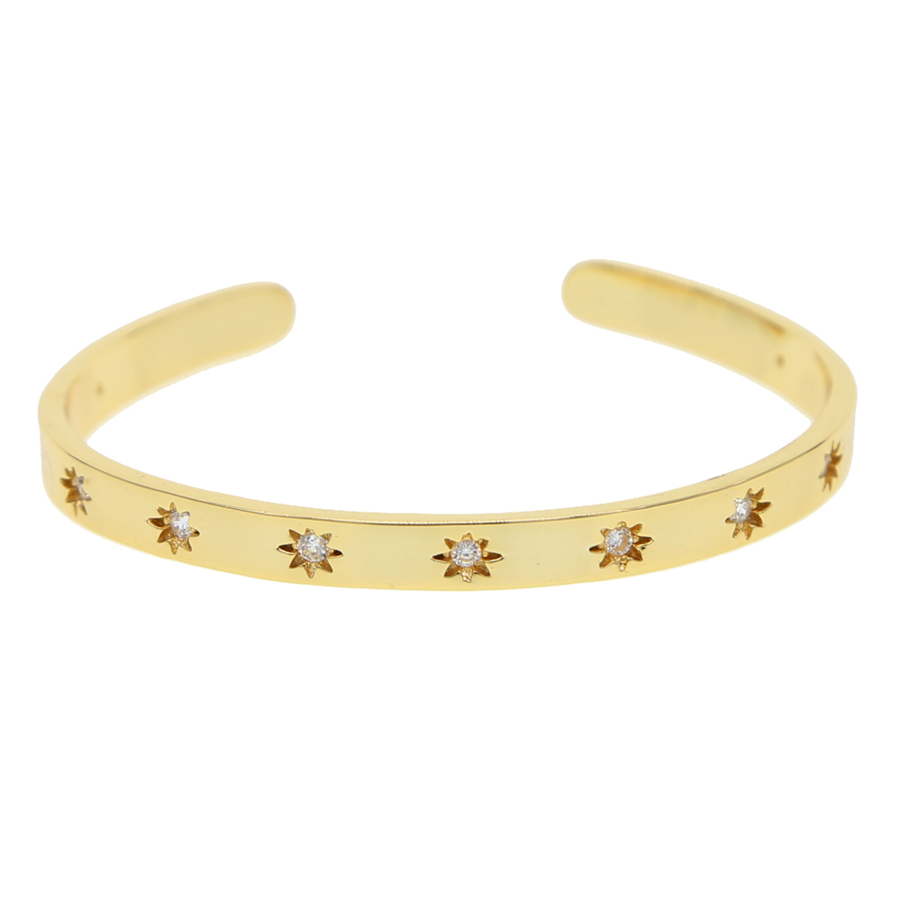 inner diamater 56-58mm northstar starburst open cuff bangle Gold plated fashion women jewelry christmas gift band bangles