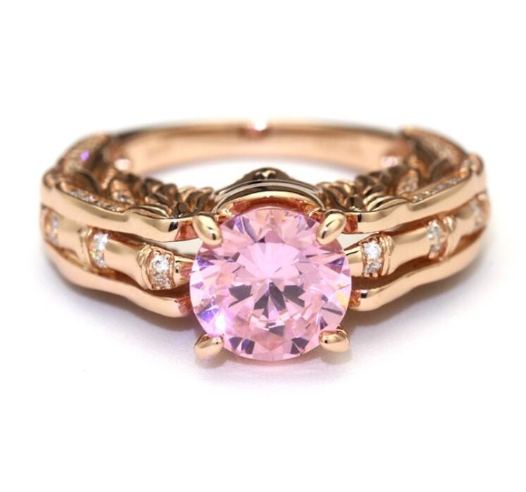 Punk Jewelry Ring: Rose Gold Filled Pink Sapphire CZ Skull Band for Women