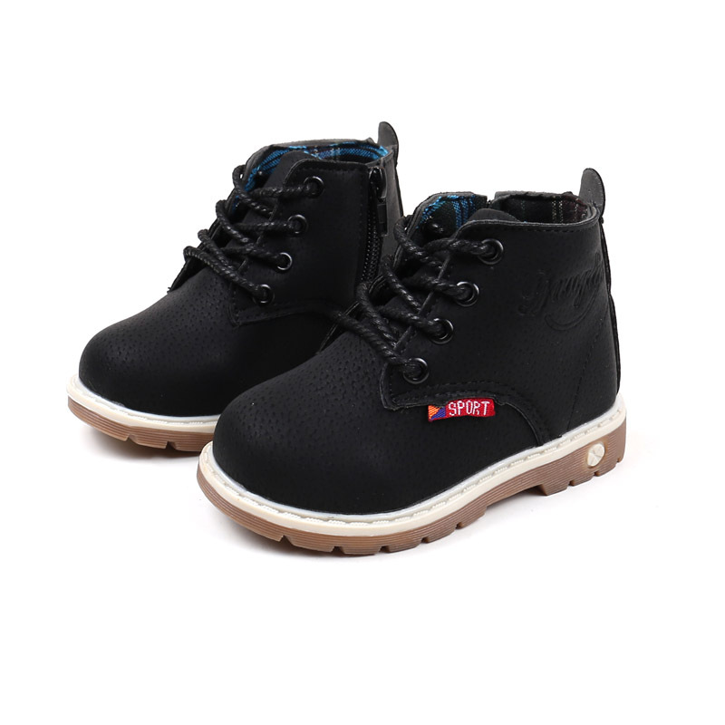 New Spring Autumn Winter Fashion Child Leather Snow Boots For Girls Boys Warm Martin Boots Shoes Casual Plush Child Baby Toddler Shoes 21-30