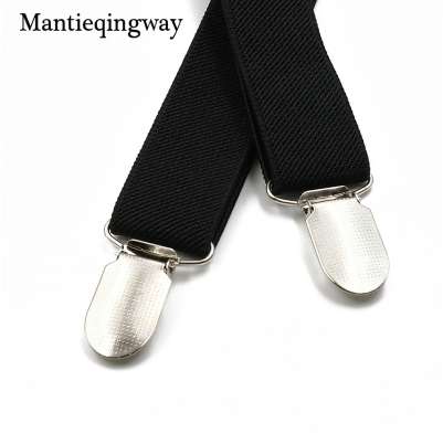 Black Suspenders for Mens 4 clips Strap Solid Color Adjustable Slim Braces Women Belt Strap