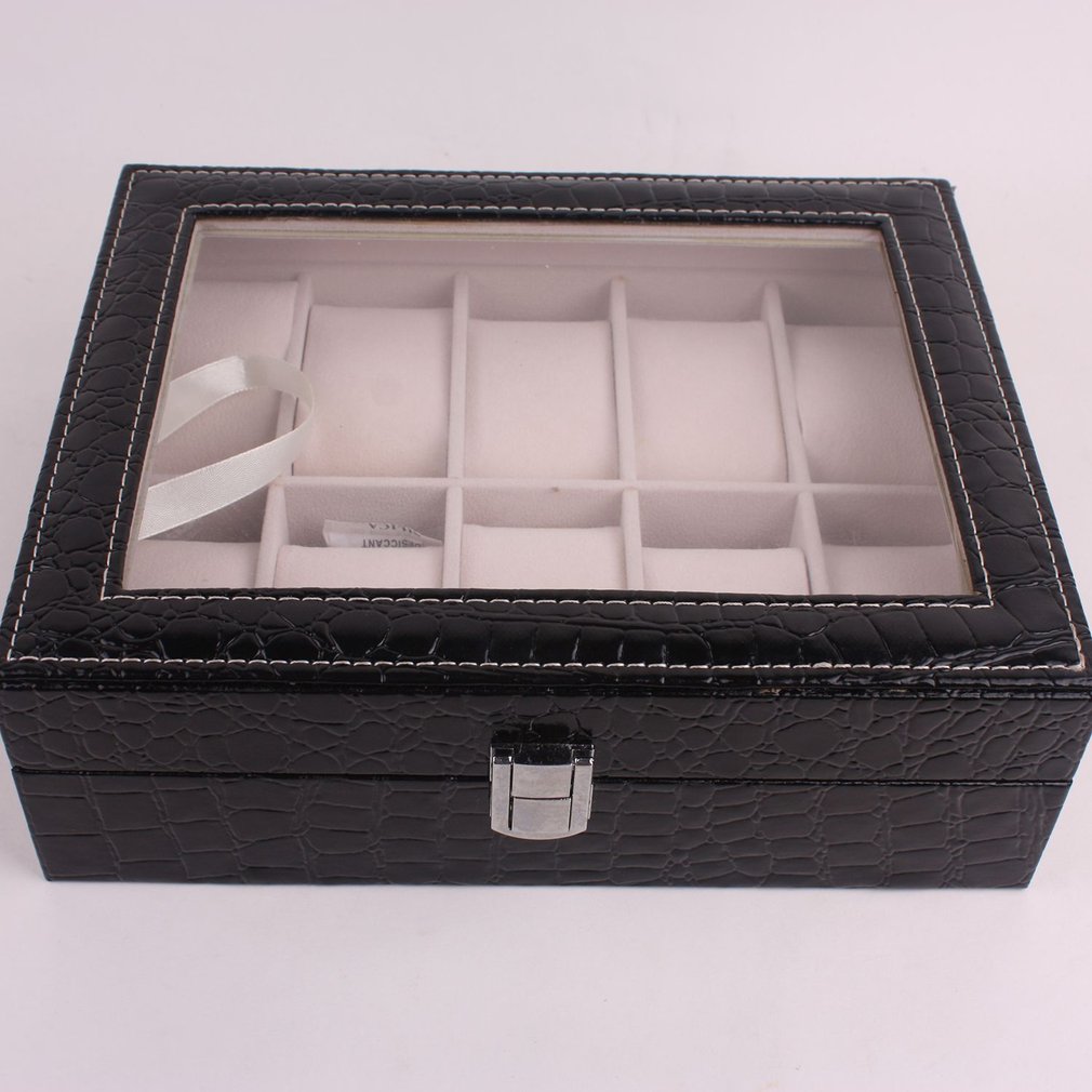 1012 Slots Watch Box Universal Watches Display Case Glass Top watch winder Jewelry Storage Box Wristwatch Organizer