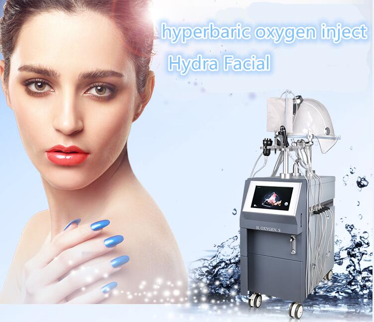 Multifunction hyperbaric oxygen inject facial rejuvenation machine with ultrasonic bipolar tripolar RF microcurrent photon Equipment for hom
