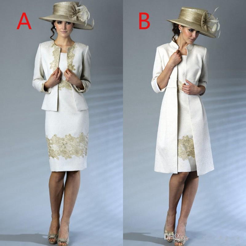 Fashion Applique Knee Length Short Mother of the Bride Dresses with Long Sleeves Jacket Wedding Guest Dress
Fashion Applique Knee Length Short Mother of the Bride Dresses with Long Sleeves Jacket Wedding Guest Dress