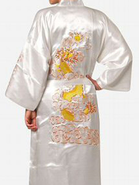 Free Shipping Chinese tradition Mens robe gown sleepwear Bathrobe Nightwear with Dragon Free shipping size S-XXXL S0008
