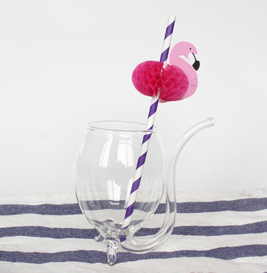Drinking Straws Hawaii Flamingo Shape Paper 3D Straw Flexible Party Favors Birthday/Wedding/Pool Decor
