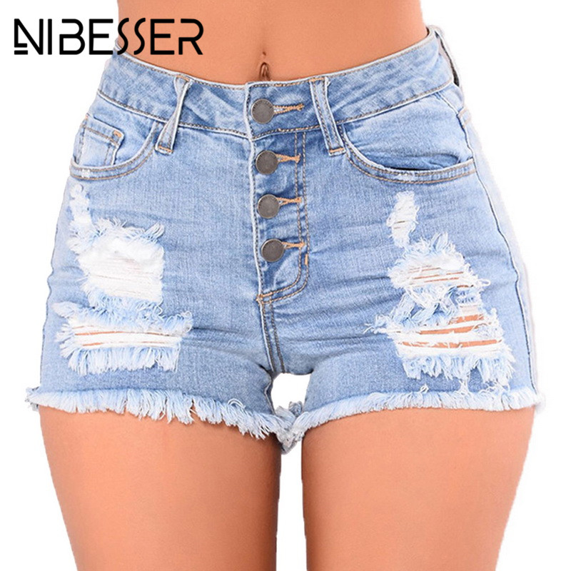 NIBESSER Short Jeans Fashion High Waist Denim Shorts Women 2018 Fashion Hole Ripped Summer Tassel Streetwear Femme Super Shorts, Light blue
NIBESSER Short Jeans Fashion High Waist Denim Shorts Women 2018 Fashion Hole Ripped Summer Tassel Streetwear Femme Super Shorts, Light blue