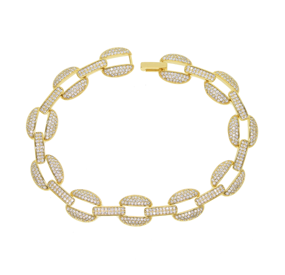 21cm cuban link chain lab diamond cz mens bracelet gold plated iced out bling cool hip hop rock boy men jewelry chain