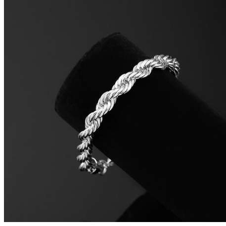 Rope Bracelet Gold Silver 8 Inch x 5 MM Thick Mens Twisted Braided Chain Hip hop Bracelet