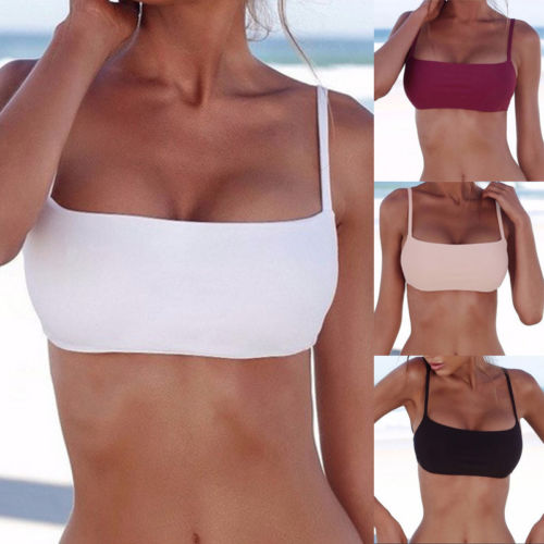 Wome Layers Unpadded Push-Up Tankini Bikini Top Bandeau Swimwear Beachwear Bathing Swimsuit Women Separates Swimsuit