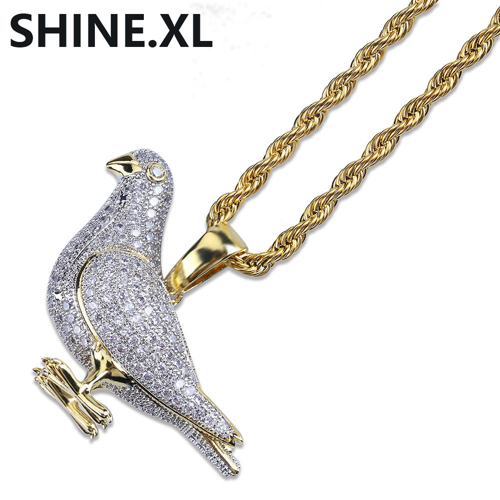 Hip Hop Peace Dove Charms Pendant Necklace Animal Jewelry with Crystal Micro Pave CZ Stone Accessories for Women Jewelry Gift
Hip Hop Peace Dove Charms Pendant Necklace Animal Jewelry with Crystal Micro Pave CZ Stone Accessories for Women Jewelry Gift