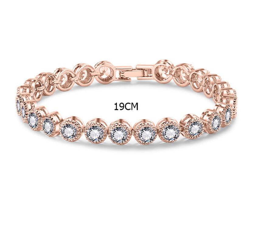 Roma Bracelet Clsssical Luxury Jewelry 18K White&Rose Gold Filled Round Cut CZ Crystal Diamond Promise Cool Women Bracelet For Lovers'Gift