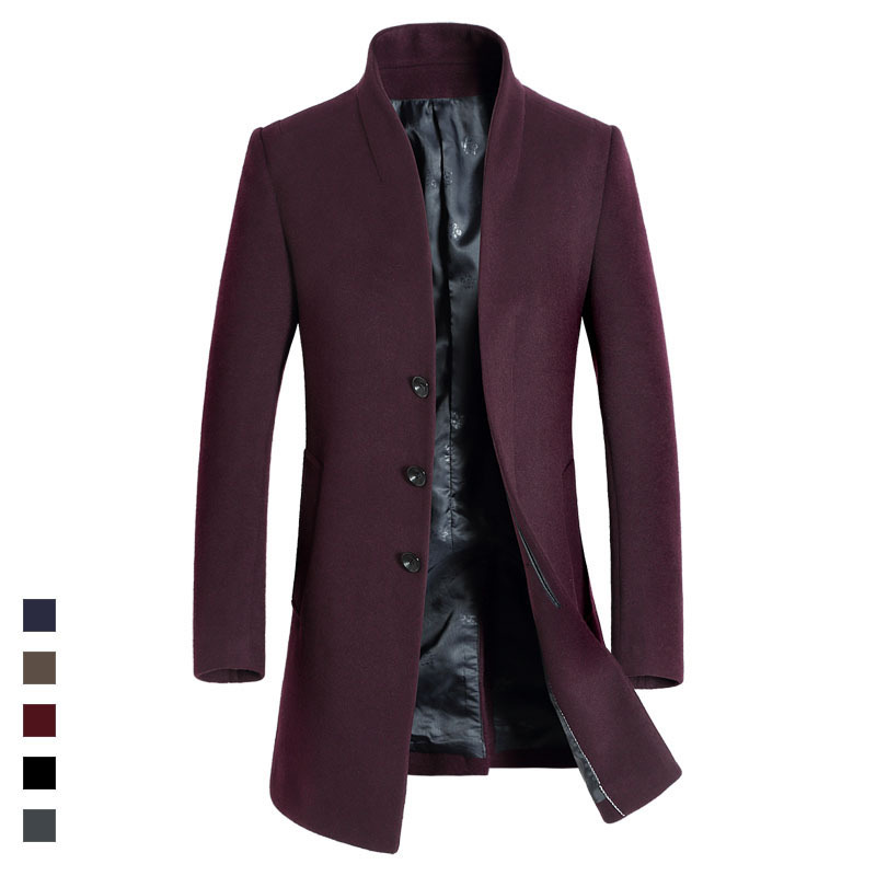 New 2018 High Quality Mens Long Wool Trench Coat Korean Men Slim Fit Trench Parkas For Autumn