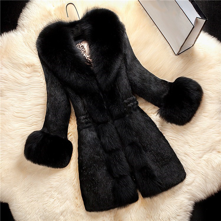 Arrival Women Long Sleeve Solid Overcoat Elegant Turn-Down Collar Warm Coat Winter Faux Fur Thick Outwear