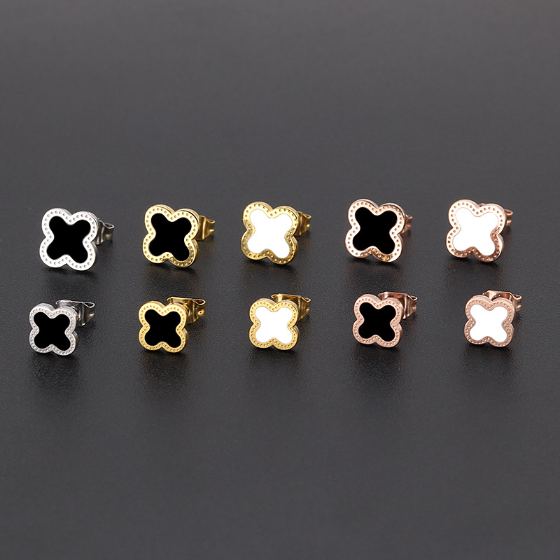 New Lucky Women Earrings Four Leaves 18k Gold Rose Gold Plated Stud Earrings Lovely Stainless Steel Jewelry Earring for Girls Gift, Golden;silver
New Lucky Women Earrings Four Leaves 18k Gold Rose Gold Plated Stud Earrings Lovely Stainless Steel Jewelry Earring for Girls Gift, Golden;silver