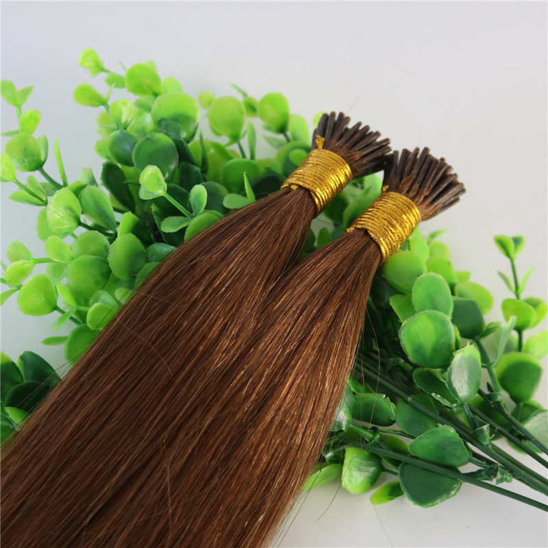 Auburn Brown #30 Stick-tip Extensions Brazilian Human Hair 100Strands 100gram Straight Keratin I-tip Human Hair Extensions