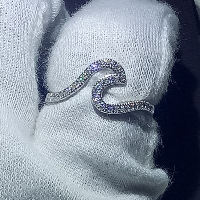 Brand Desgin Original Jewelry Pure 100% Sterling Sier White Sapphire CZ Dia Party Women Wedding Simple Letter Band Ring Set