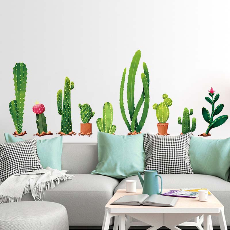 Many types of cactus Green plants Wall Stickers Living room Bedroom background home decoration Mural Decal wall decor wallpaper