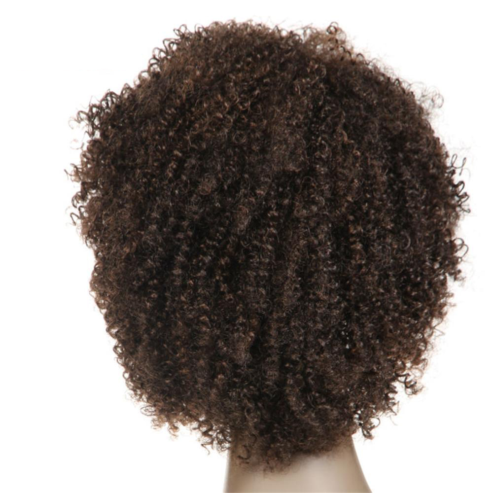 None Lace Full Machine made human Hair wigs Short Bobr Capless Afro Kinky Curly 4#Color Black Women Top quality
