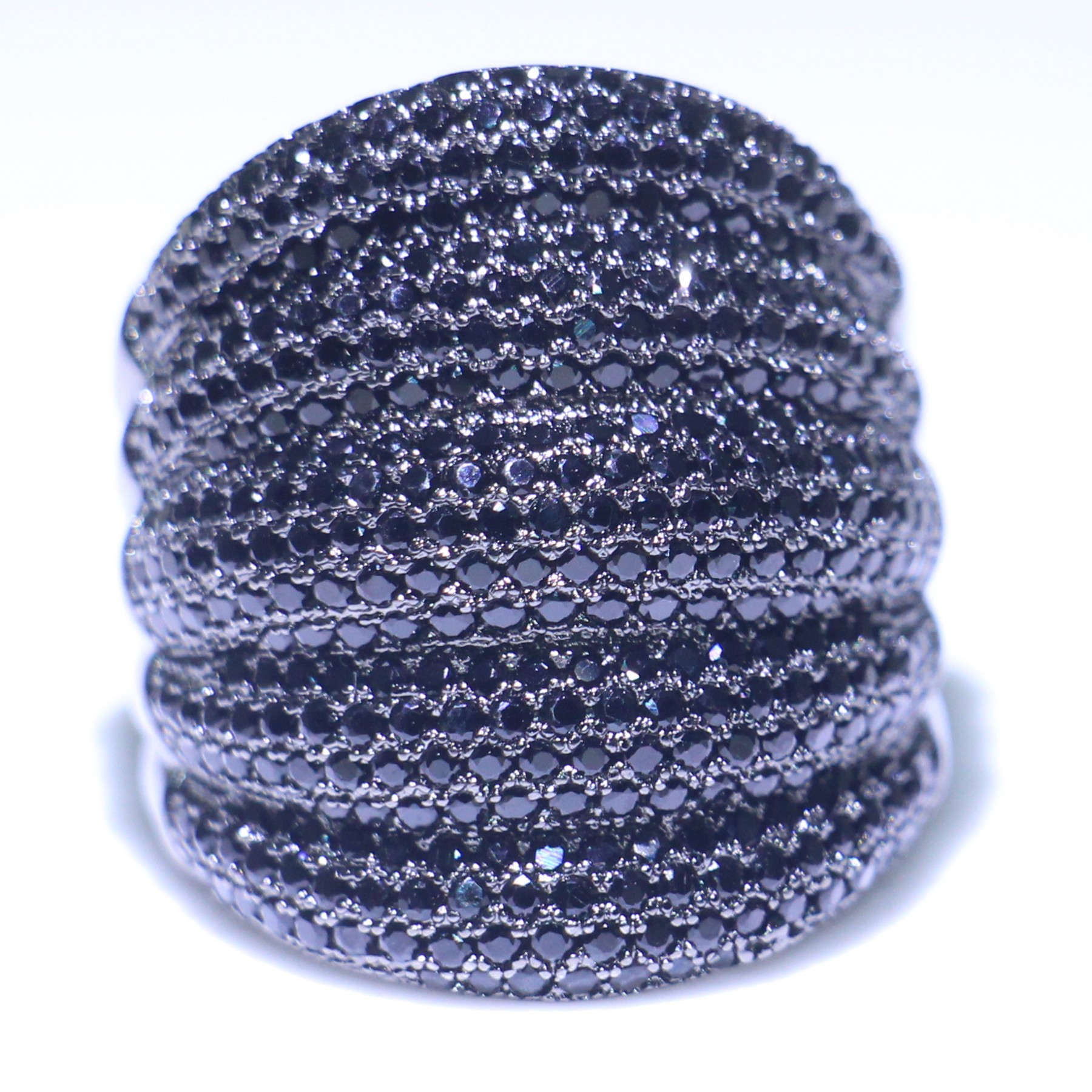 10KT Gold Fill Micro Black Sapphire CZ Dia Eternity Band Ring for Women