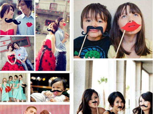 Photo Props Interesting Birthday Parties Welcome Creative Wedding Red Lip Paper Beard Paper Hat Fun Birthday Paper Cap 76pcs/set