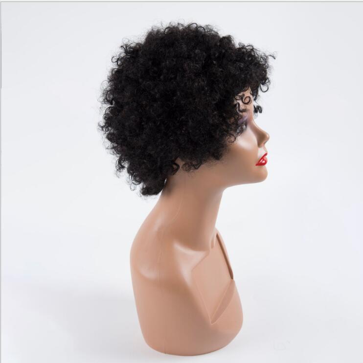 Brazilian Kinky curly Human Hair Wigs Short Bob Wigs Natural Black #1B full afro curly wig 6 Inch For Women