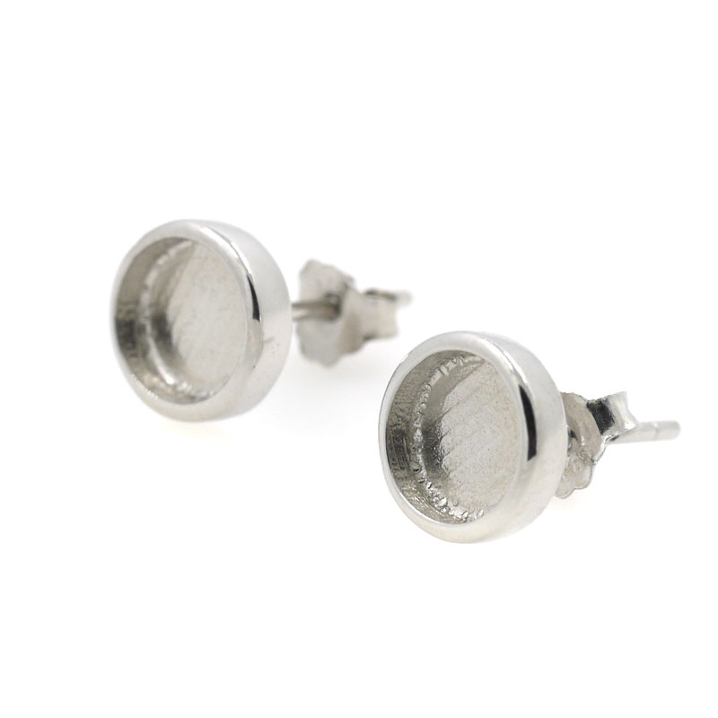 925 Sterling Silver Stud Earrings for Women 4.5x4.5mm 6x6mm 7x7mm Round Cabochon Semi Mount Earrings Setting