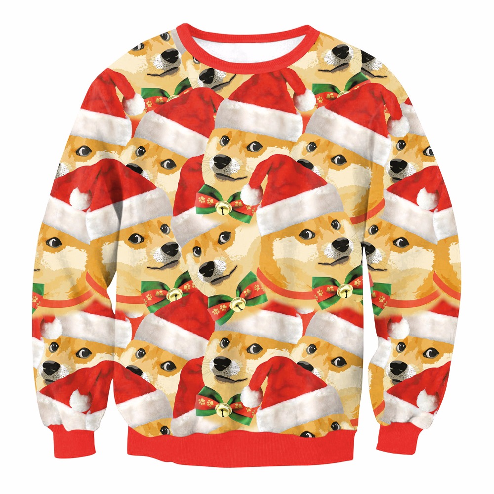 Christmas Patton Sweater Santa Claus Cute Print Pullover Sweater Jumper Outwear Women's Patterns of Reindeer Snowman Christmas