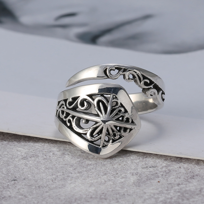 2019 new 925 sterling silver fine jewelry vintage American hand-made designer cross men's rings antique silver adjustable open rings