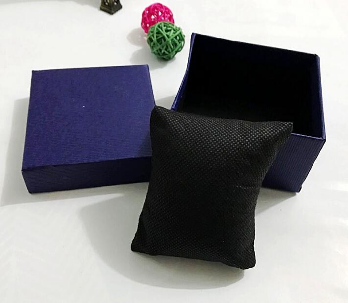 8.8cm*8.2cm*5.5cm Watch boxes blue black red paper square watch case with Nonwoven pillows jewelry display box storage box