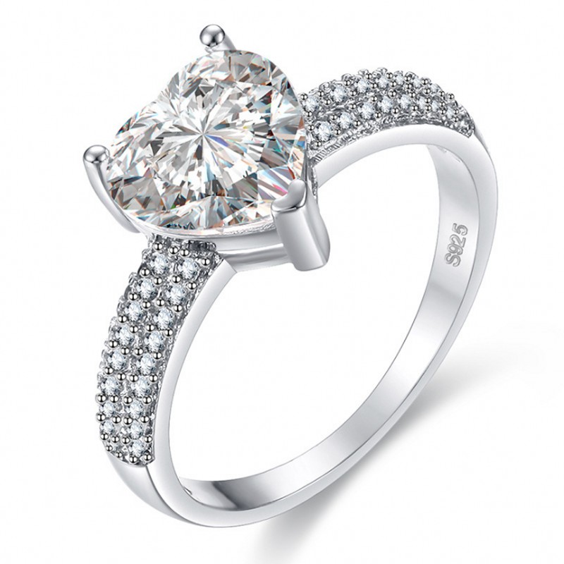Victoria Wieck Luxury Jewelry 925 Sterling Silver Pear Cut White Topaz Pave White CZ Diamond Party Women Wedding Engagement Heart Ring Gift