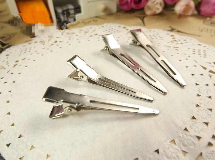 20pcs 45mm Silver Pinch Alligator Hair Clips Metal Hairpins Barrettes DIY Single Prong Hair Clip no Teech Jewelry hair Accessory FJ3216