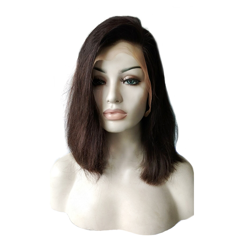 Glueless Straight Short Cut Brazilian Virgin Human Hair Lace Front Wig Transparent Full Lace Wig For Black Women Bob Style Wig Julienchina Bella Hair 