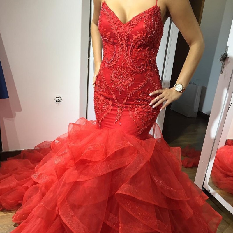 South Africa Red Prom Dresses Spaghetti V-Neck Beaded Appliques Fluffy Tiered Mermaid Prom Dress Glamorous Sexy Party Gown Evening Dresses, Fuchsia
South Africa Red Prom Dresses Spaghetti V-Neck Beaded Appliques Fluffy Tiered Mermaid Prom Dress Glamorous Sexy Party Gown Evening Dresses, Fuchsia