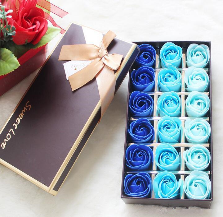 18PCS Rose Soaps Flower Packed Wedding Supplies Gifts Event Party Goods Favor Toilet soap Scented bathroom accessories