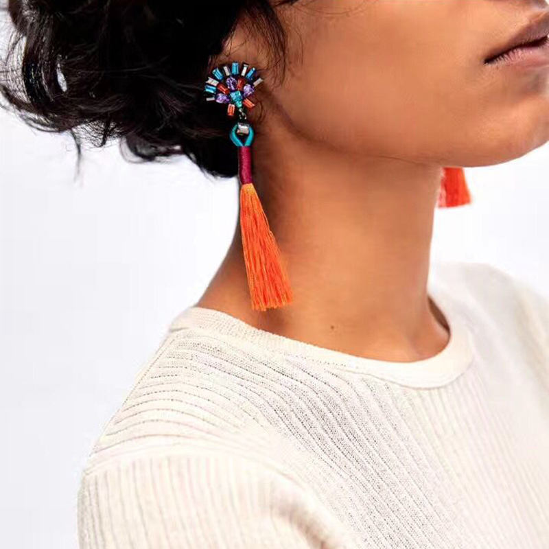Fashion lady Statement Jewelry Cheap Tassel Long Earring For Women 10 Colors Wedding Dangle Drop Earrings Wholesale
Fashion lady Statement Jewelry Cheap Tassel Long Earring For Women 10 Colors Wedding Dangle Drop Earrings Wholesale