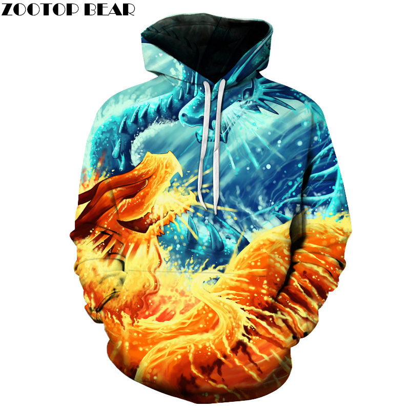 Ice Fire Dragon Printed 3D Hoodies Sweatshirts Men Women Plus 6XL Pullover Skateboard Hip Hop Hooded Jackets Male Tracksuits