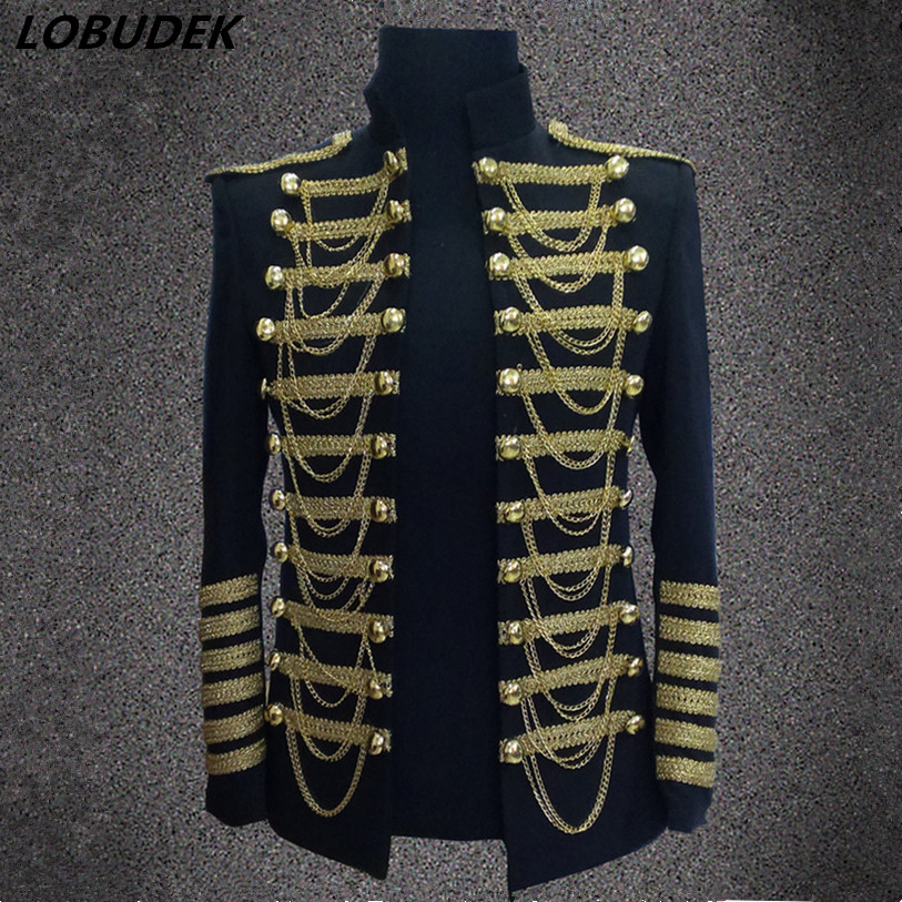 Men fashion jacket singer dancer wear Custom male sequins stage blazer prom party outfit coat bar star concert costumes nightclub Costume