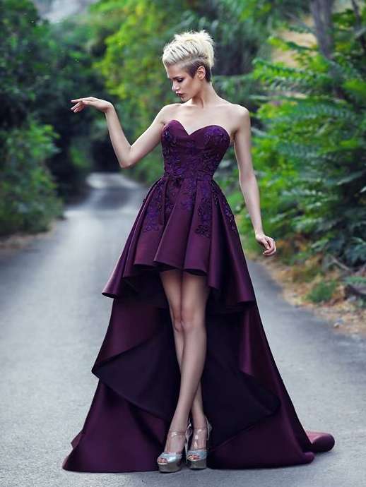 Sexy Purple Prom Dresses 2019 Sweetheart Backless High Low Formal Evening Gowns Graduation Cocktail Party DressVestido de Festa Custom