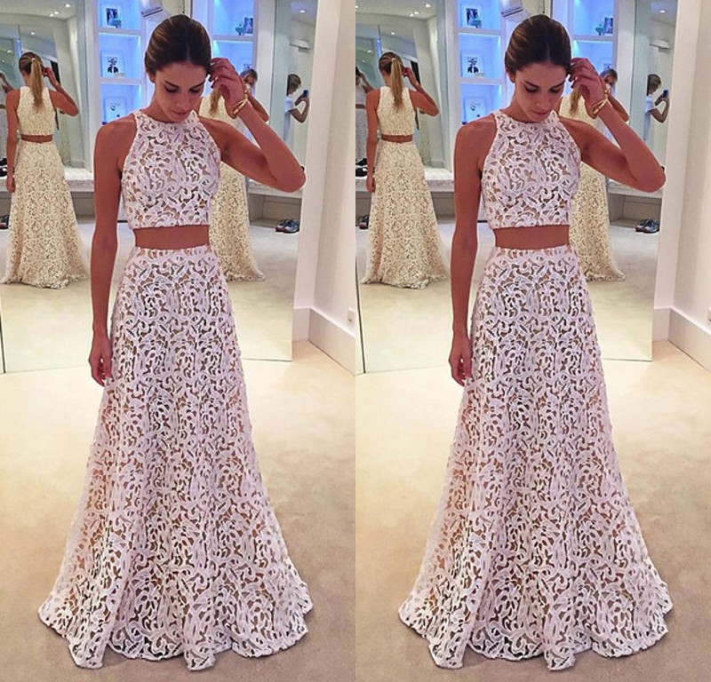 Sexy Two Piece Prom Dress 2018 New Pattern Jewel Neck A Line White Lace Overlay Nude Underneath 2 piece Vestidos, Same as image
Sexy Two Piece Prom Dress 2018 New Pattern Jewel Neck A Line White Lace Overlay Nude Underneath 2 piece Vestidos, Same as image